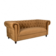 Canapé capitonné CHESTER vintage aspect velours coloris marron doré - Dutchbone