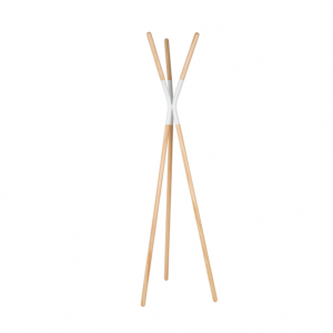Porte-manteau PINNACLE en pin massif naturel & joint en acier blanc