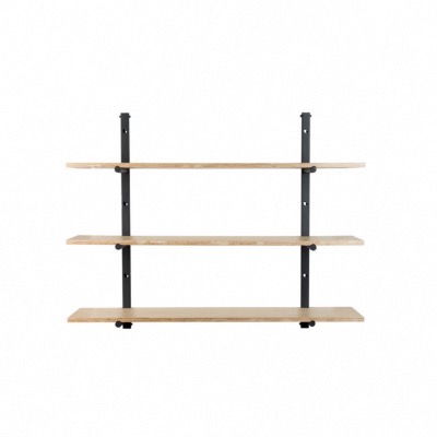 ETAGERE BUNDY Cadre mural en fer noir enduit de poudre 3 étagères  L22xP115xH90 cm ZUIVER