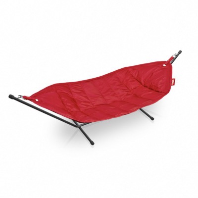 Grand Hamac Headdemock en metal noir filet hamac rouge Fatboy