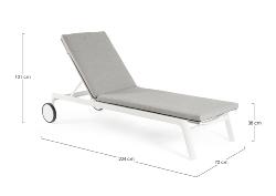 Bain de soleil JALISCO Blanc, aluminium dim : L70xP204xH101 (hauteur assise 38 cm) Andrea Bizzotto