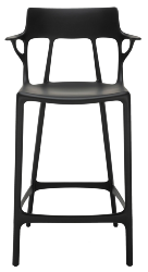 Tabouret A.I noir - Technopolymère thermoplastique recyclé éléments minéraux et métallisés Kartell