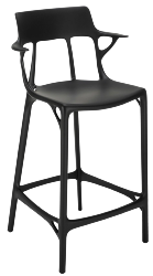 Tabouret A.I noir - Technopolymère thermoplastique recyclé éléments minéraux et métallisés Kartell