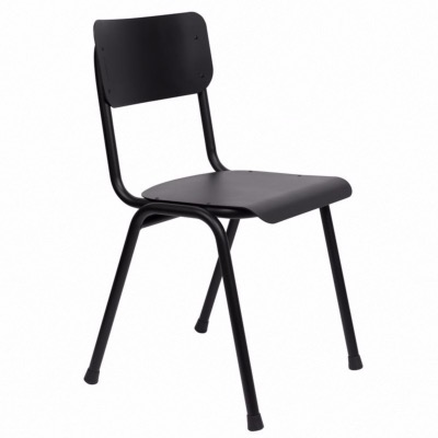 Chaise empilable BACK TO SCHOOL outdoor aluminium laqué époxy noir - ZUIVER