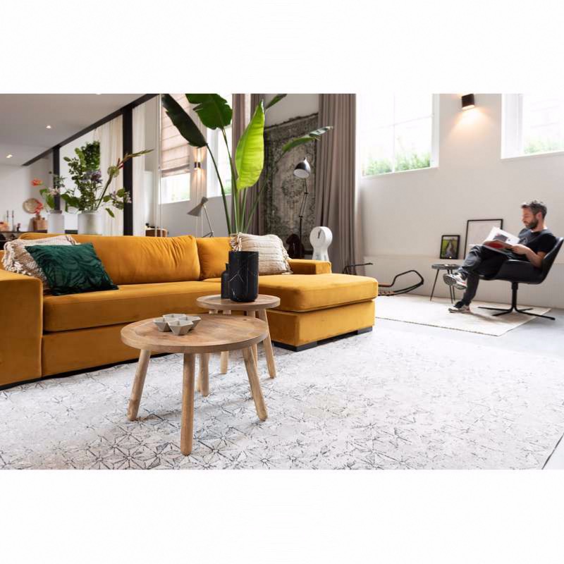 Canapé d'angle droit en velours Fiep - ocre - Zuiver