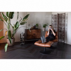 Repose Pied BAR HOCKER en Cuir Camel Vintage Pouf - DUTCHBONE