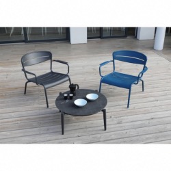 FAUTEUIL LOUNGE HAORA en aluminium couleur BLEU