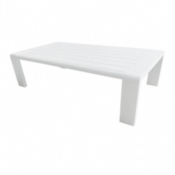 Table CORDOUAN fixe en aluminium epoxy à lattes couleur BLANC 150x78x h41 cm Oceo