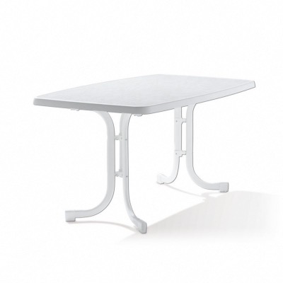 Table pliante 150x90 cm pied acier blanc et plateau Mécalit pro couleur marbré blanc Sieger