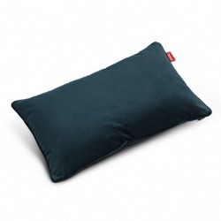 Coussin oreiller en polyester bleu petrole  touche velour, tissu exterieur 100% polyester 