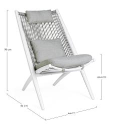 Chaise lounge ALOHA Blanc, aluminium et polyester, tressage avec cordes en polyester Andrea Bizzotto