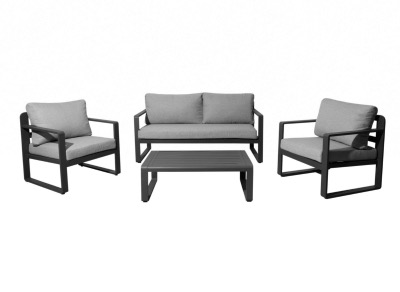 SET LOUNGE MOJITO, chassis aluminium epoxy GRAPHITE, coussins déhoussable Canapé Proloisirs