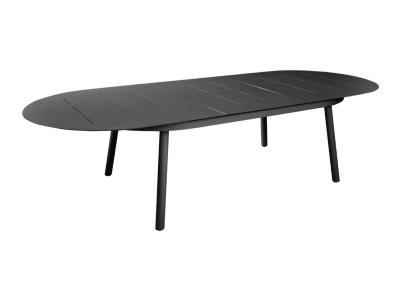 Table DUBLIN 230/300X120cm chassis aluminium epoxy GRAPHITE. plateau plein, 10/14 personnes Océo