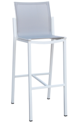 Tabouret AMAKA en aluminium blanc et toile PVC gris clair Les Jardins