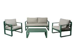 SET LOUNGE MOJITO, chassis aluminium epoxy VERT, coussins déhoussable. A monter. dilmensions  Canapé