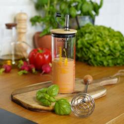 Shaker 99 sauces :  vinaigrettes, mayonnaises + fouet emulsion faciloe + livret de 99 recettes