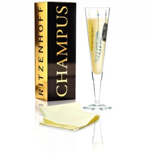 Flûte à Champagne Champus Design avec Serviette en Tissu (25x25cm) - Ritzenhoff