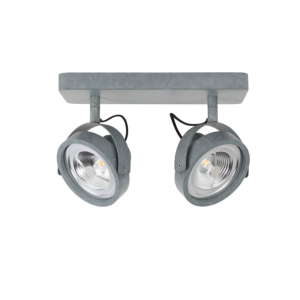 Spot DICE-2 en aluminium coloris gris galvanisé ampoule à LED inclu (ampoule 12 watt AR111) ancienne