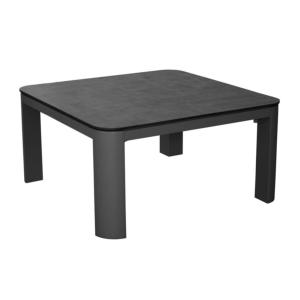 Table basse Eole 80X80 châssis alu époxy GREY plateau Trespa ANTHRACITE 8mm décor mat