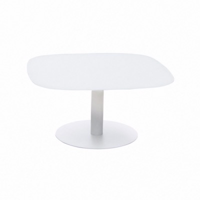 Table basse SPADE blanc, plateau verre fumé blanc 80 x 80 x H39 cm - GARDEN ART