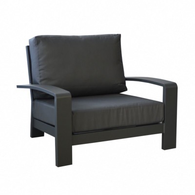 Fauteuil CORDOUAN L107X81,5X97,5cm châssis aluminium epoxy graphite coussin sunbrella OCEO