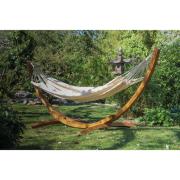 Support hamac en bois mélèze FSC + toile coton couleur lin, 310x119x123 charge maxi 150kg Proloisirs