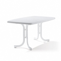 Table pliante 150x90 cm pied acier blanc et plateau Mécalit pro couleur marbré blanc Sieger