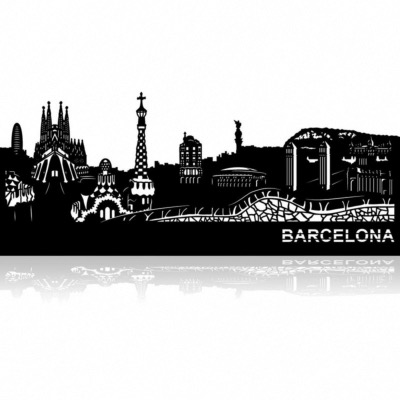 Decoration murale Skyline BARCELONE 68cm en métal decoupe 