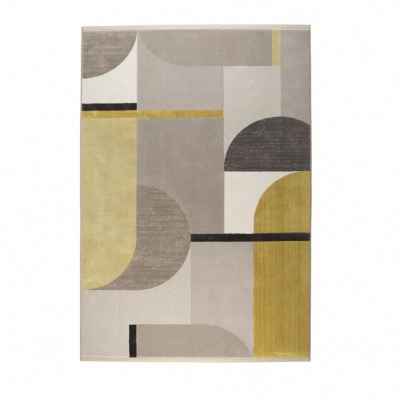 Tapis HILTON 160x230 couleur gris/jaune moderne ZUIVER