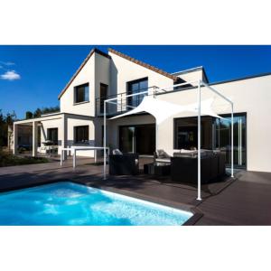Easy Styl, 1 module de base avec 4 pieds = 3,60 x 3,60 m, voile coloris blanc