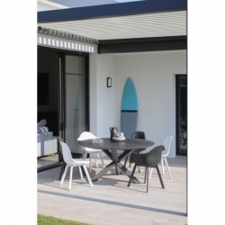 FAUTEUIL COQUE JATO, chassis aluminium coloris blanc et coque BLANCHE, dimensions : 47X83X53 cm