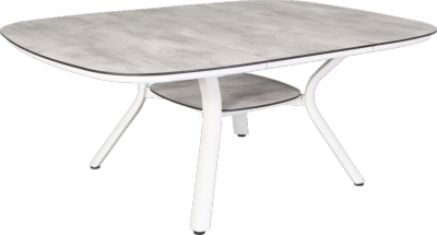 Table Carrée extensible SAGAMORE 135/195X135/ H75cm châssis alu blanc plateau plein HPL Les Jardins