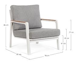 Fauteuil LOUNGE JALISCO Blanc, aluminium, dim : L78xP87xH86 (hauteur assise 41 cm) Andrea Bizzotto