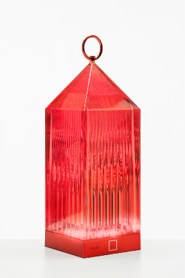 Lampe LANTERN rouge design fAbio Novembre en polymethacrylate de methyle tenté Kartell