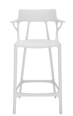 Tabouret A.I blanc - Technopolymère thermoplastique recyclé éléments minéraux et métallisés Kartell