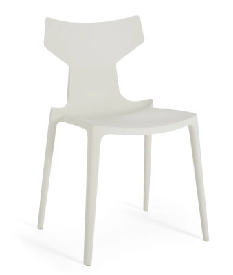 Chaise RE-CHAIR blanche en technopolymere thermoplastique recyclé avec charge minérale Kartell