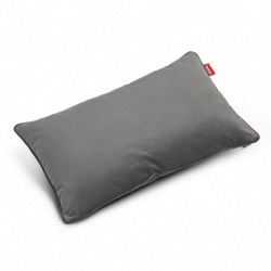 Coussin oreiller en polyester taupe touche velour, tissu exterieur 100% polyester et interieur 