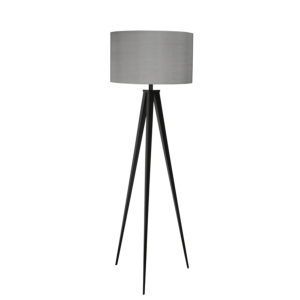 Lampadaire TRIPOD pied métal noir abat-jour gris - ZUIVER