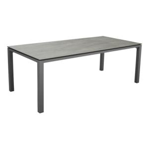 Table STONEO 210x100 châssis aluminium époxy TAUPE plateau HPL Trespa WOOD, pieds réglables