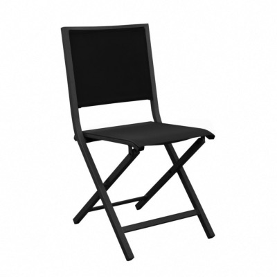 Chaise IDA Pliante châssis aluminium epoxy GRAPHITE toile polyester enduit perforée NOIR L45xH89xP58