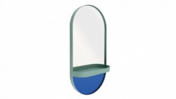 Miroir mural ovale decoratif coloris menthe avec etagere rangement integree 60x30,3x3,1cm Remember