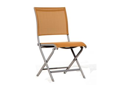 CHAISE ELEGANCE PLIANTE TAUPE/ORANGE toile textilène Océo
