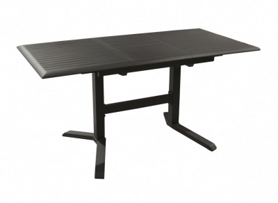 Table SOTTA, 110/150x74x74 cm chassis aluminium GRAPHITE, plateau à lattes, 4/6 personnes PROLOISIRS