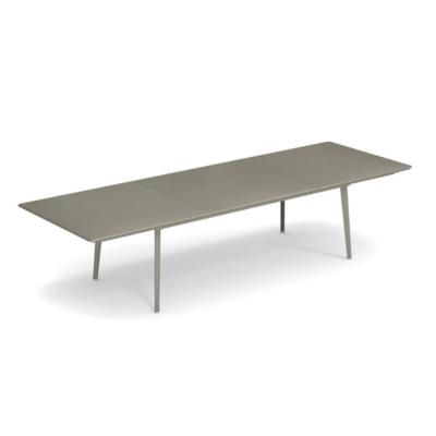 Table PLUS4 allongeable 220/330x90 haut 76cm plateau plein en acier coloris grey vert Emu