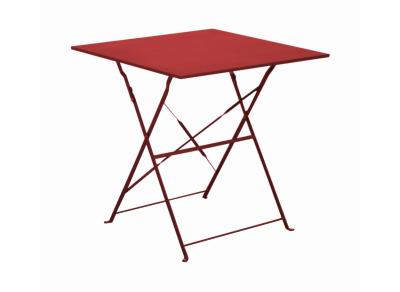 Gueridon CUBA pliant  70X70x71Haut en acier plateau plein coloris rouge