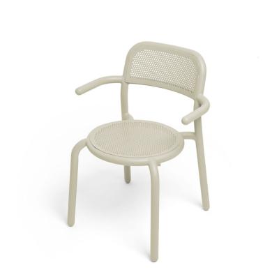 Fauteuil TONI coloris Désert 59.5X55X80.5cm HA44cm en aluminium, empilable 