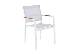 Fauteuil GAMES, chassis aluminium epoxy Crème , toile Chêne empilable. 