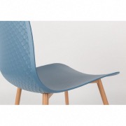 Chaise scandinave Leon polypro bleue pied en alu couleur bois