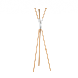 Porte-manteau PINNACLE en pin massif naturel & joint en acier blanc