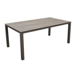 TABLE STONEO 180X90X74CM ALUMINIUM CAFE PLATEAU HPL TRESPA CEDAR